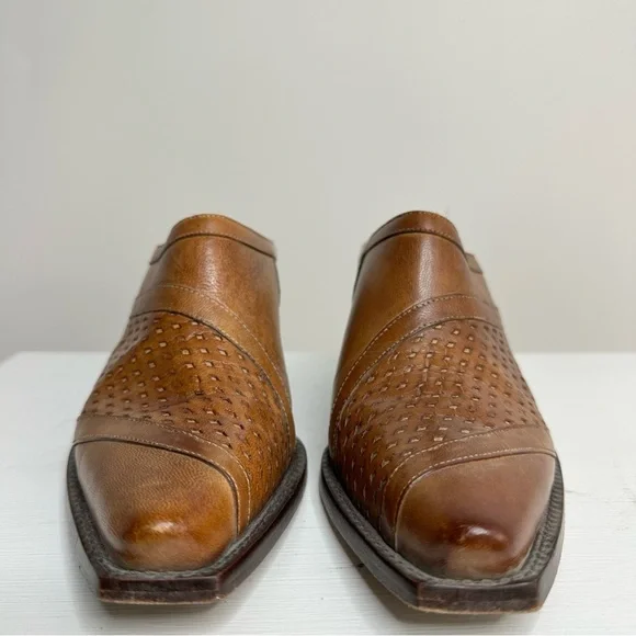 VTG Leather Western Style Snip Toe Mule Heels Women’s Size 7 - Picture 2 of 12